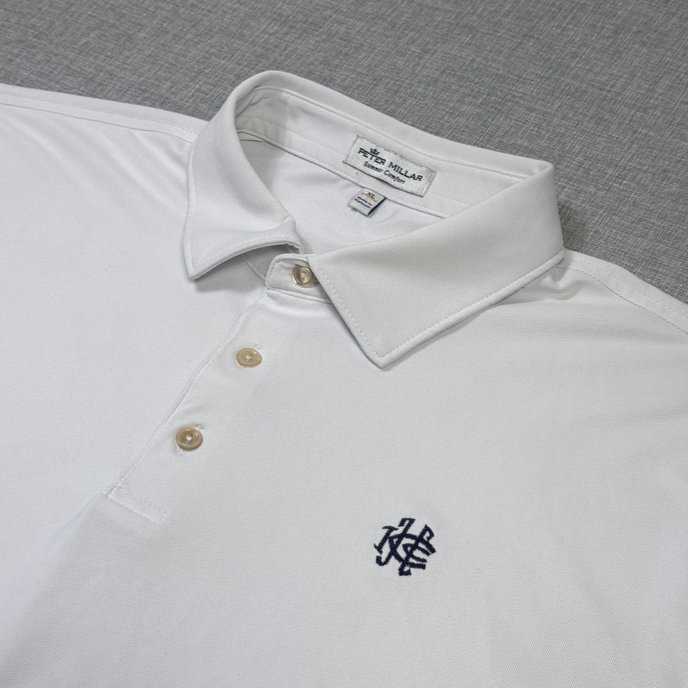 Peter Millar Summer Comfort Polo Shirt Mens XL White Polyester Spandex